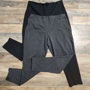 Chico's‎ Fabulously Slimming Pull On Ankle Pants Set of 2 Black Grey Size 2 L